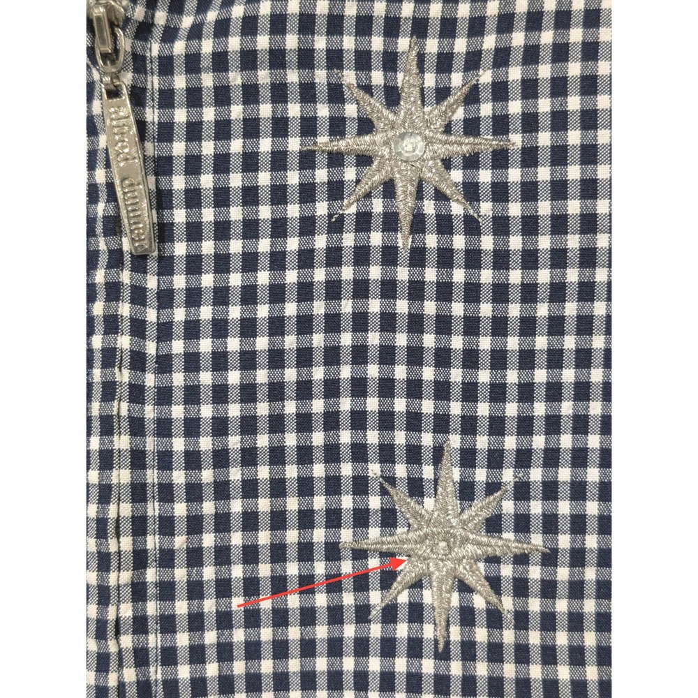 Vtg Alfred Dunner Grandmacore Blue Gingham Starburst Embroidered Zip Jacket 12 - Picture 9 of 11